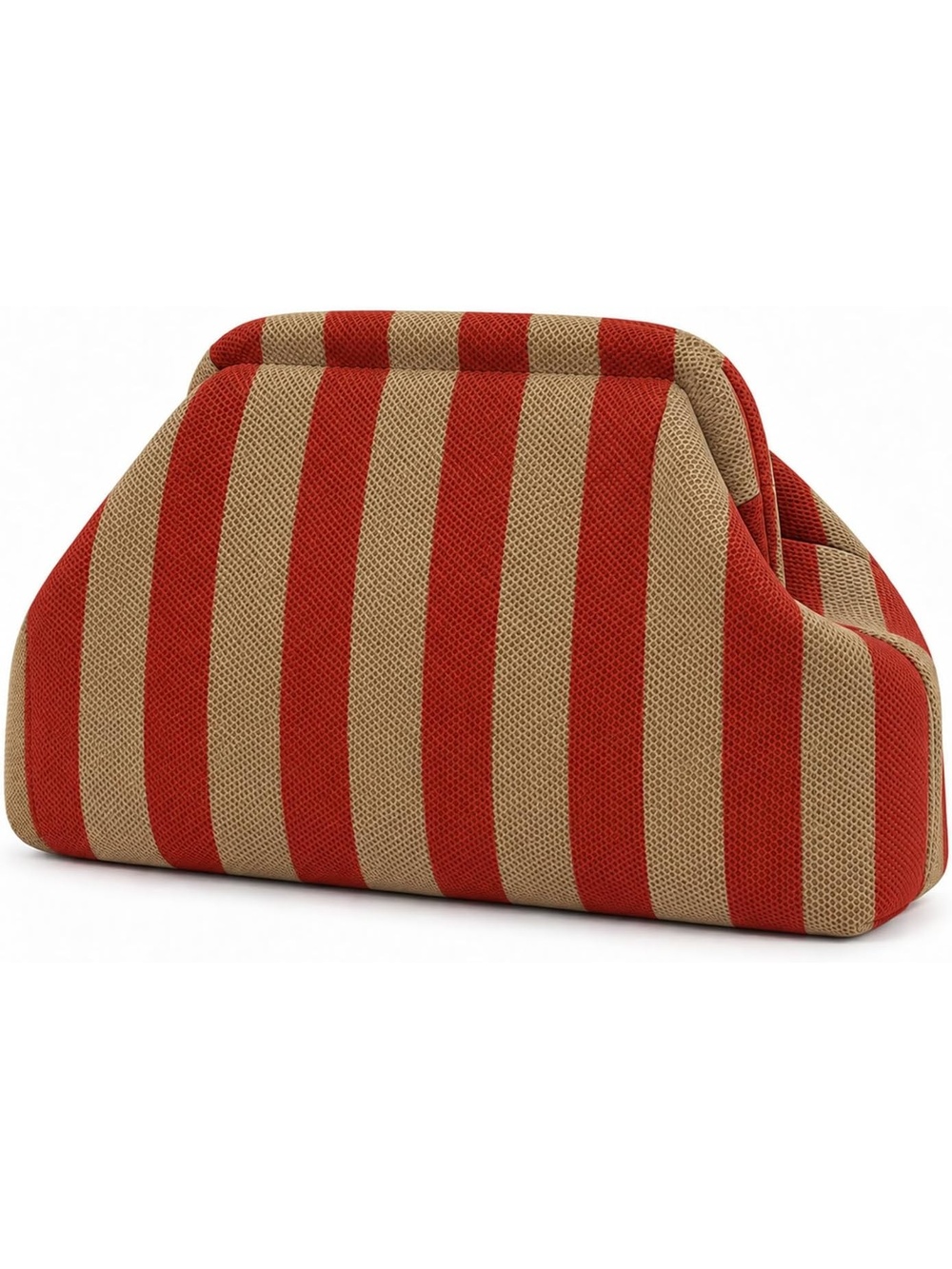 〽️ Women's Red Brown Stripes Woven Clutch Purse Crochet Casual Evening Handbag